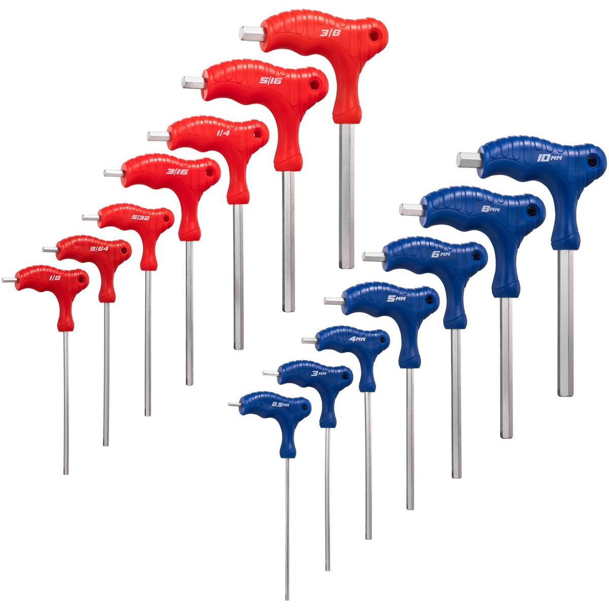 Toolwiz T Handle Allen Key Set of 14 SAE & Metric Portable Hex Key Set CR-V Steel Allen Wrench for 4S Shop Bike Motorcycle Repair Mechanics Home