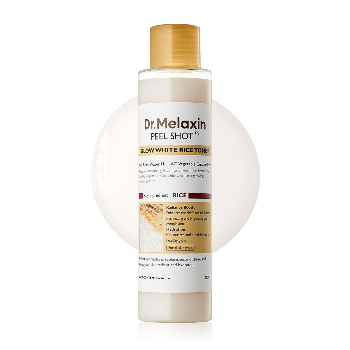 Dr.Melaxin Peel Shot Glow Rice Toner 200ml hydrated Skin Cleansing Skin Korean Skin Care