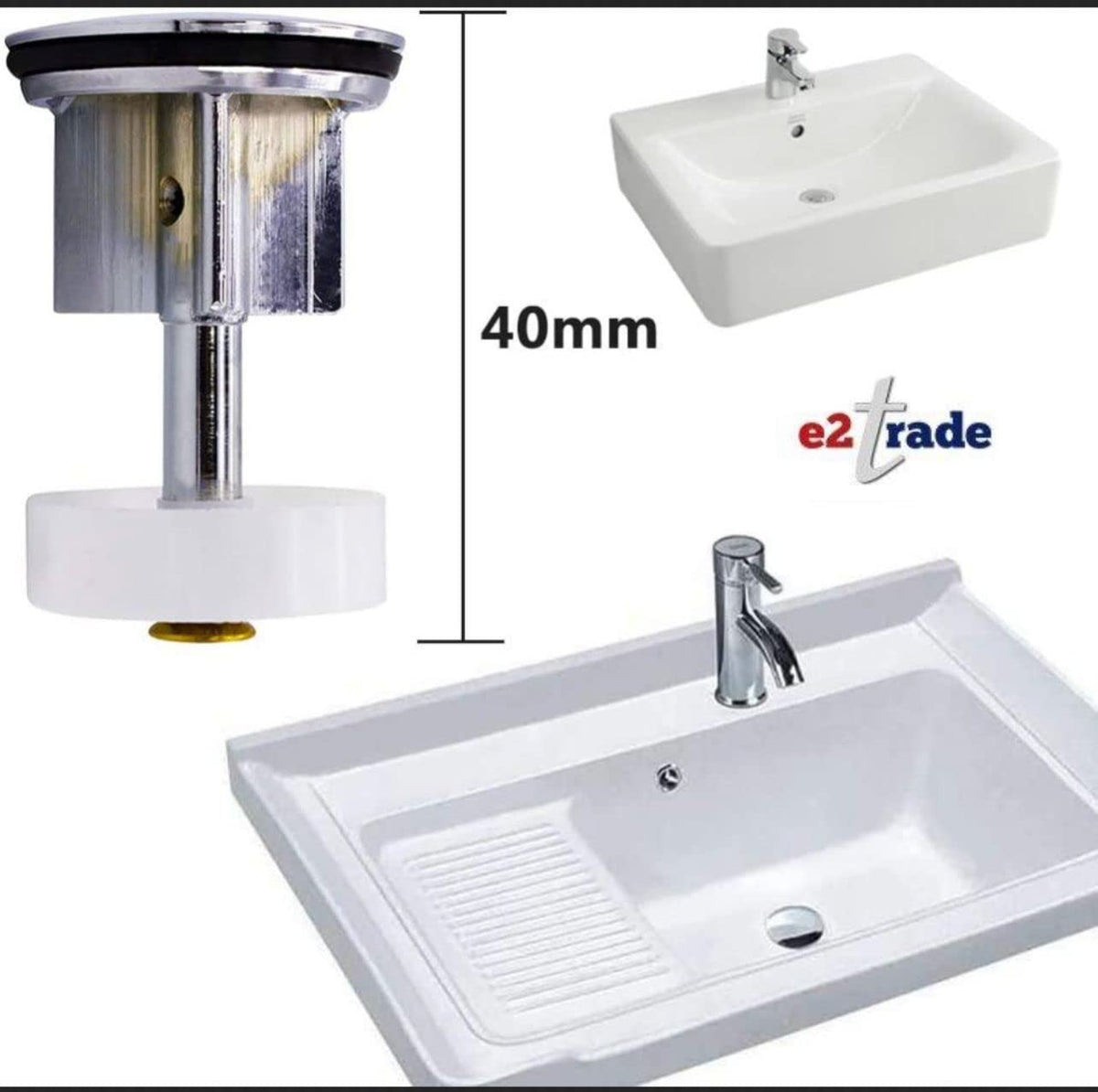 E2TRADE 40mm Bathroom Basin Sink Waste Pop Up Plug Replacement Heavy Duty Brass