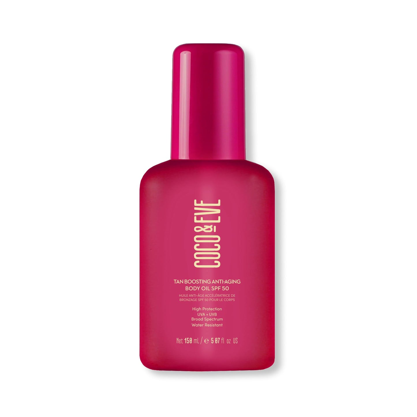 Coco & Eve Tan Boosting Anti-Aging Body Oil SPF50 - Tanning Accelerator Pump, UVA UVB Sun Protection | Fast Tan Enhancer With Natural Ingredients,