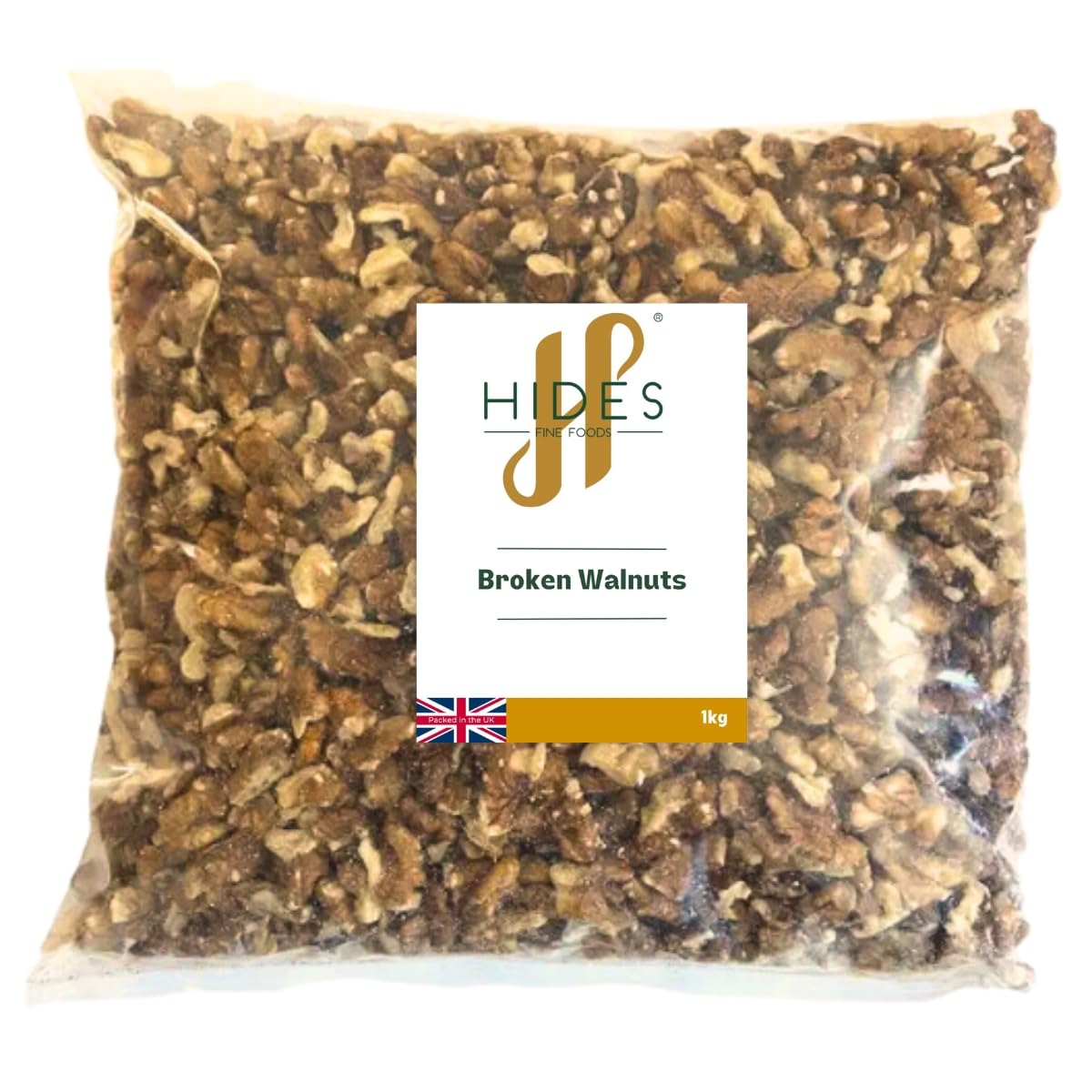 Hides Fine Foods - Broken Walnuts - 1kg - GMO Free - Suitable for Vegetarians - Baking - Desserts - walnut Cakes - Cookies - Cooking - Salads -