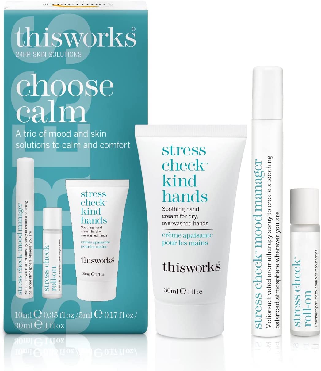 This Works Choose Calm: The Stress Relieving Trio, A Moisturising Hand Cream with Shea Butter and Essential Oils, Mood Boosting Spray and