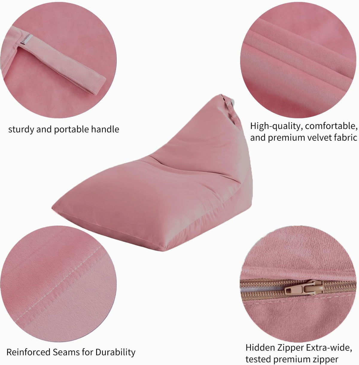 Nobildonna 4ft Bean Bag Chair Cover (No Filler) for Adults, 400L Extra Large Triangular Beanbag Chair Cover