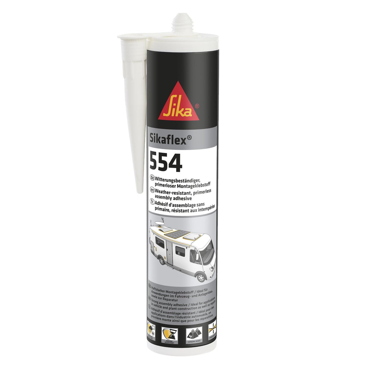 Sika Mounting Adhesive - Sikaflex-554 Black - Ideal for Large Components and High Dynamic Load - Ageing and Weather Resistant - 300 ml