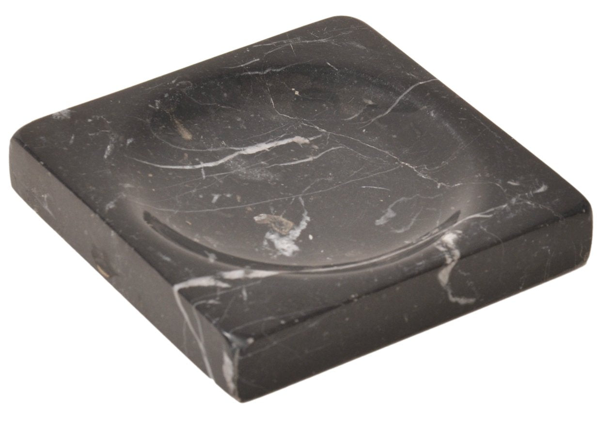CraftsOfEgypt Black Marble Soap Dish - Polished and Shiny Marble Dish Holder ? Beautifully Crafted Bathroom Accessory