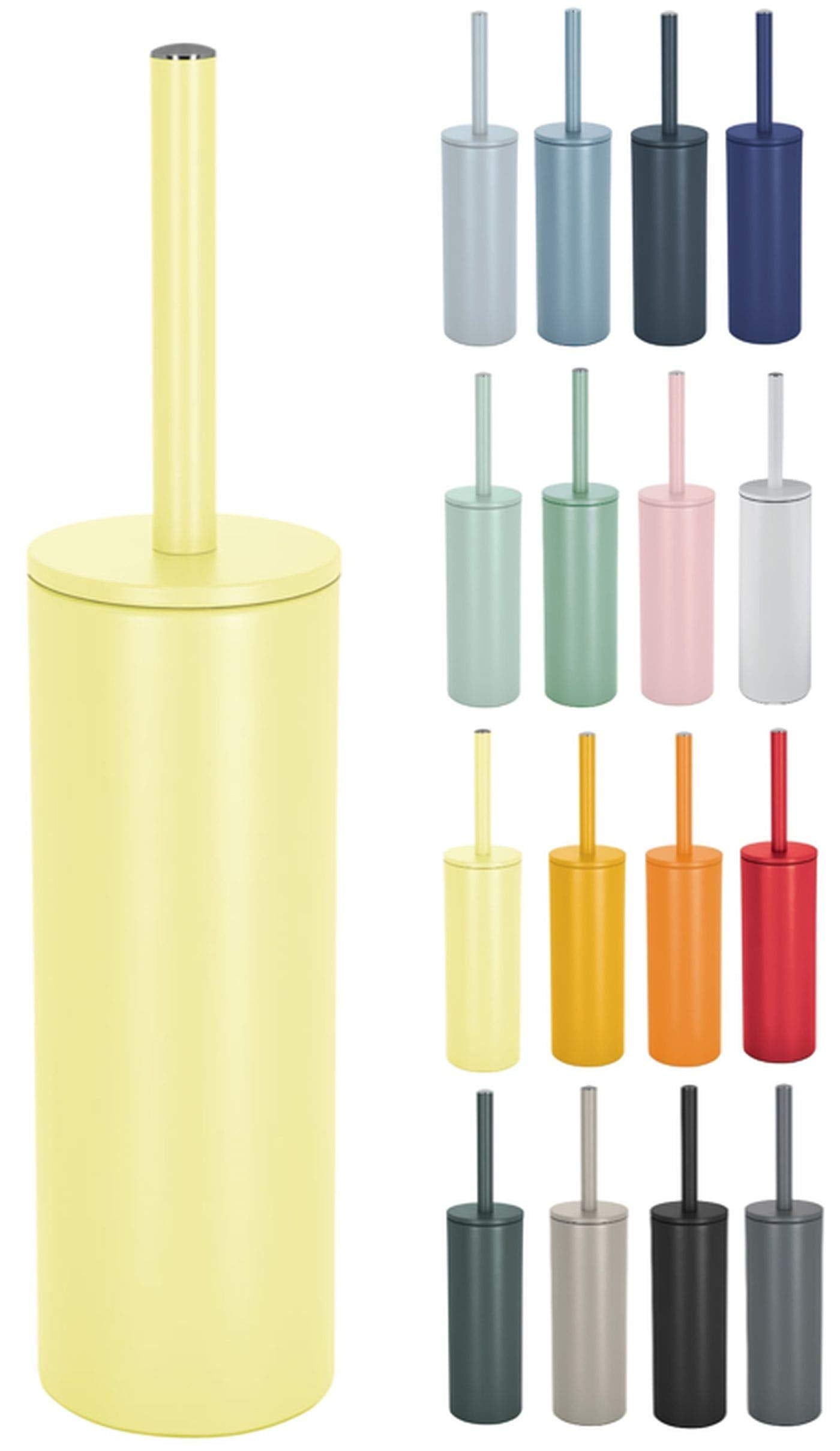 Akira Matte Yellow Bathroom Brush with Stainless Steel Holder