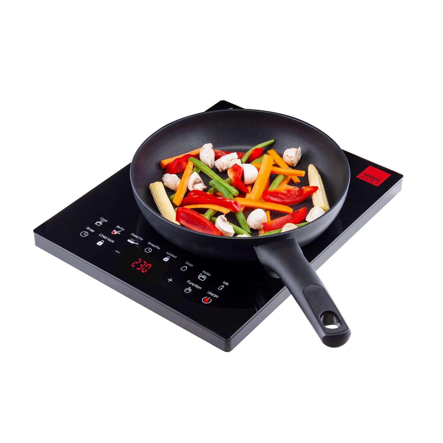 Sensio Home Electric Digital Induction Hob with 8 Temperature & Power Settings, 6 Cooking Modes, Timer, Overheat Protection, Auto Off, Child Safety