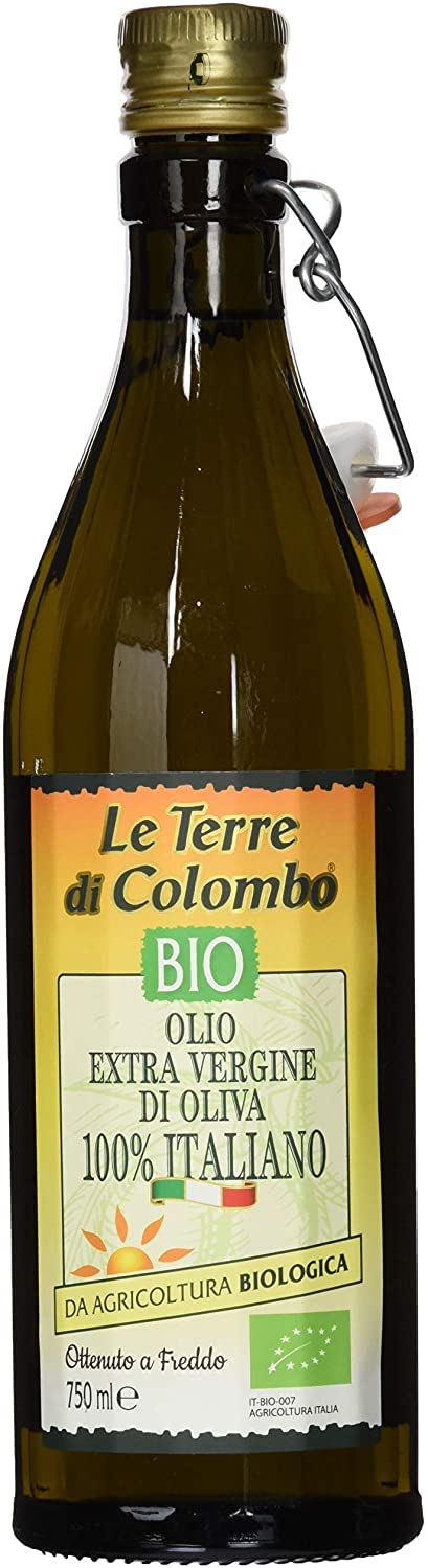 Le Terre Di Colombo ??? 100% Italian Biological Organic Extra Virgin Olive Oil - BIO - Ribbed Bottle With Mechanical Cap - 0.75L