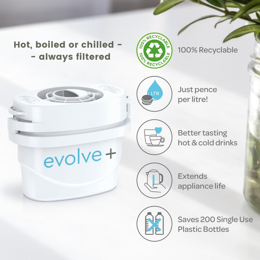 Aqua Optima Lumi Chilled Filtered Water Dispenser 8.2L Total Capacity & 1 x 30 Day Evolve+ Water Filter Catridge for Reduction Of Microplastics,
