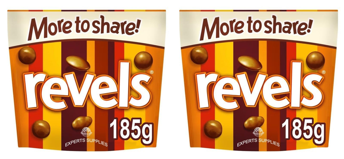 2 x Revels Milk Chocolate Treat Bag 185g Treal Share Gift for Women Man & KIds By Experts Supplies