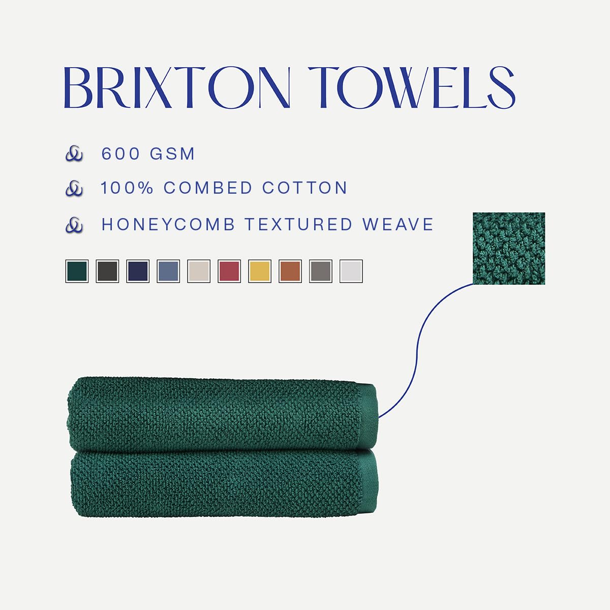 Christy Brixton 4 Piece Towel Set | Emerald Green | 100% Cotton | Ultra Soft | Super Absorbent | 600GSM | 2 Bath Towels 2 Hand Towels