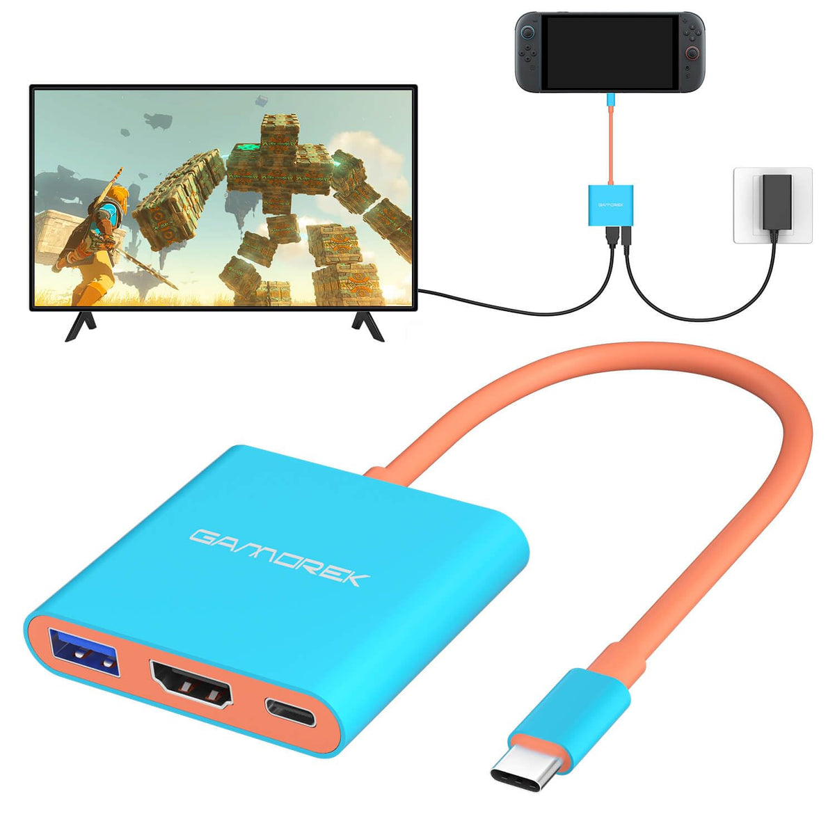 Switch 2 Dock, Portable TV Docking Station with 4K@60Hz for Switch 2/Switch OLED/Switch/Steam Deck/Rog Ally/Xbox Ally X/Legion Go, 3-in-1 Switch 2