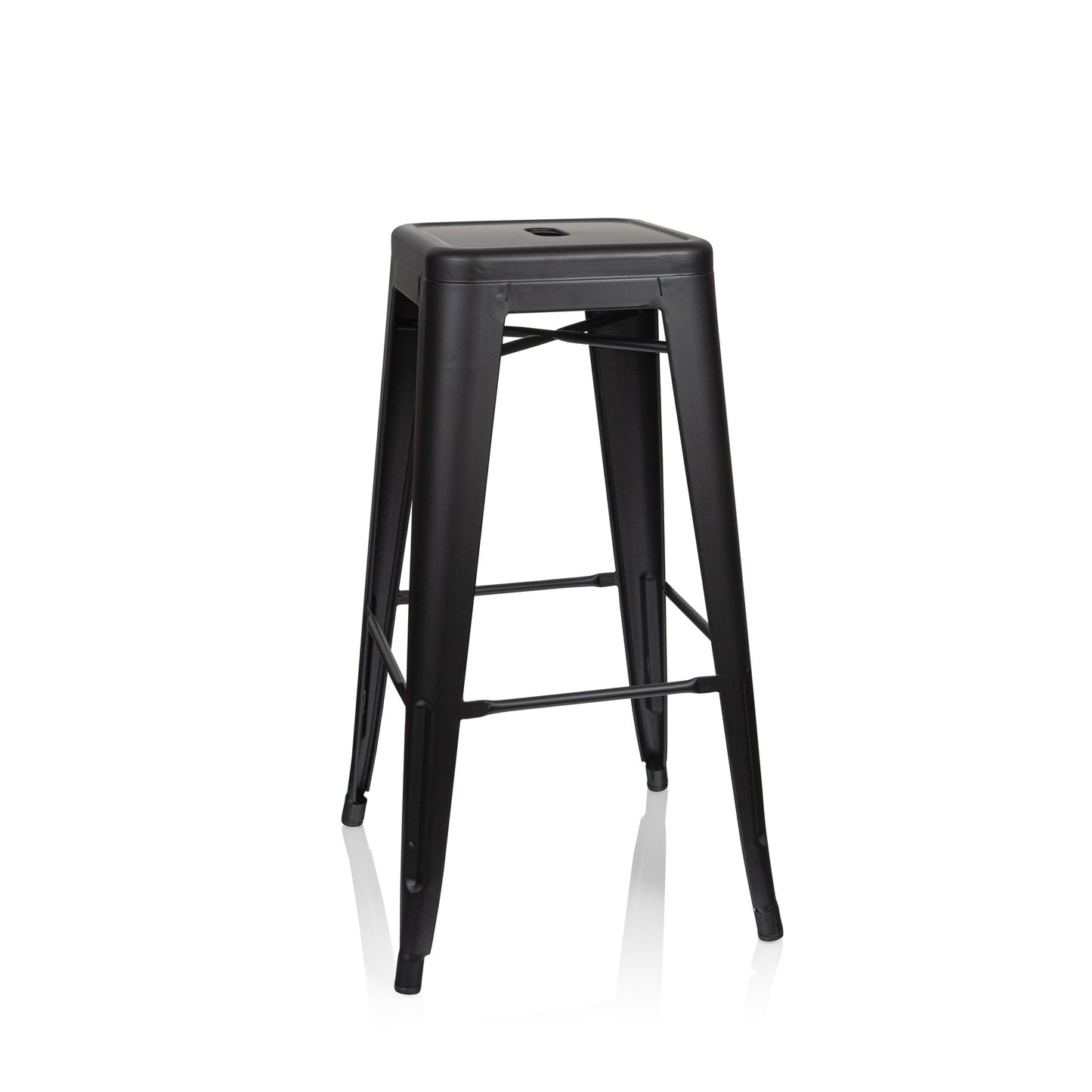 hjh OFFICE 645016 Bar stool VANTAGGIO HIGH metal black matt retro stool in industry design, stackable