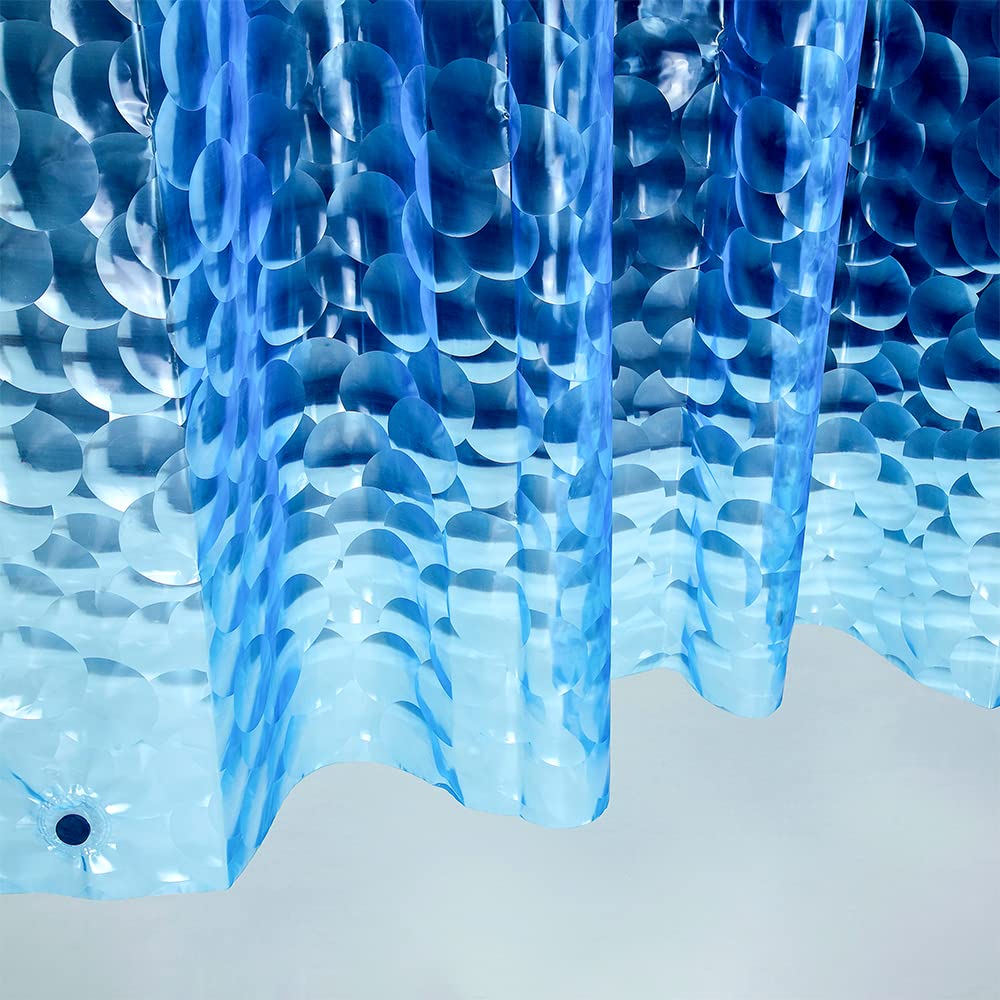Ga-Geetopia EVA 3D Blue Water Cube Plastic Shower Curtain Liner - Premium Light Weight 72" x 72" Blue Bathroom Shower Showroom Curtain Liner with