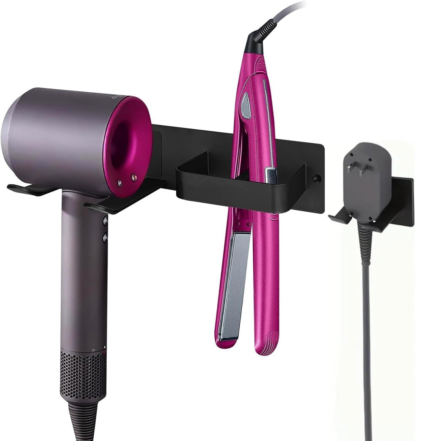 BAQRAXIA Hair Dryer Holder, Hairdryer Station Accessories Wall Mounted, Straightener Holder, Bathroom Hair Styling Care Tool Organizer,