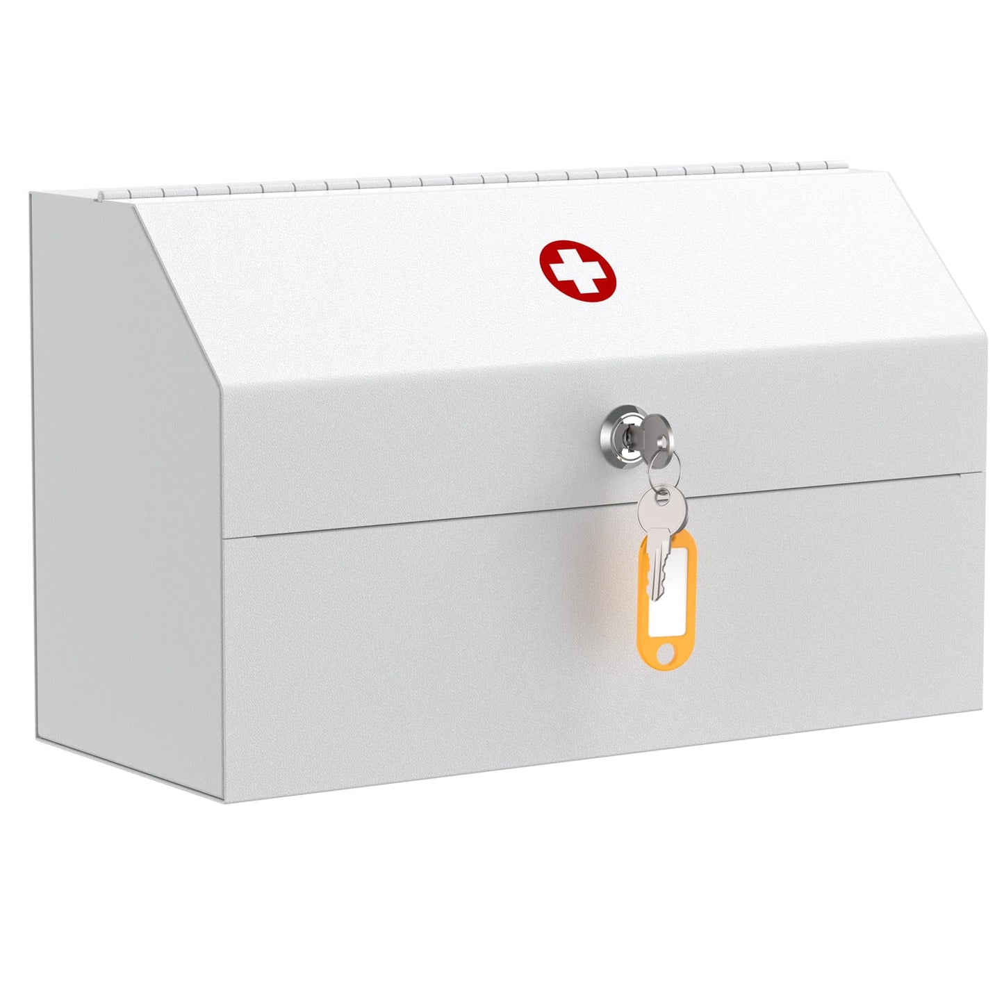 Uniclife Wall Mount Medicine Cabinet with Key Lock Locking First Aid Cabinet Lockable Medical Cabinet Small Medicine Organizer Secure Metal Storage