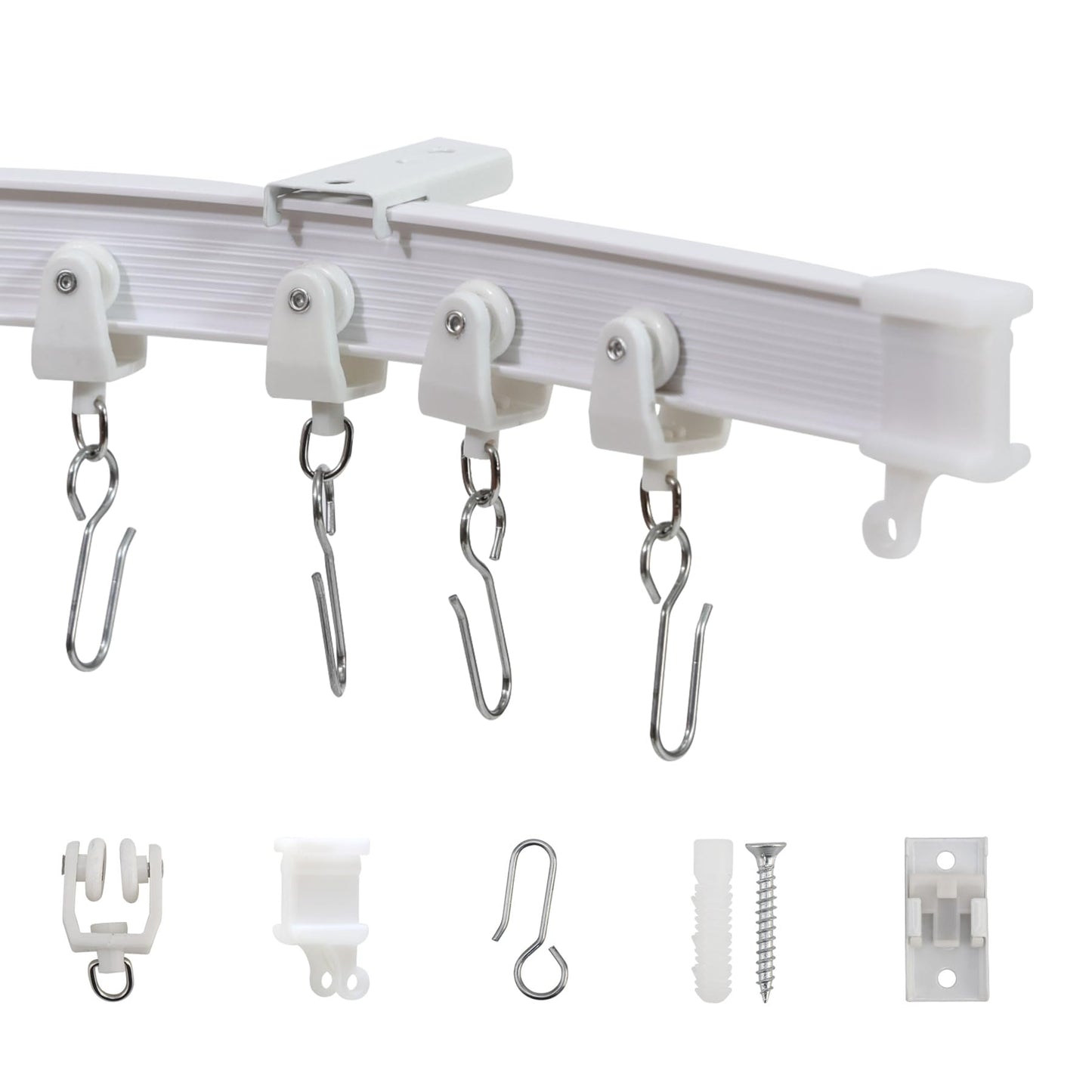 Taaizau Flexible Ceiling Curtain Track, Bendable Curved Curtain Rail Ceiling Mount for Room Divider, Privacy Living Room and Bathroom, Drop Ceiling