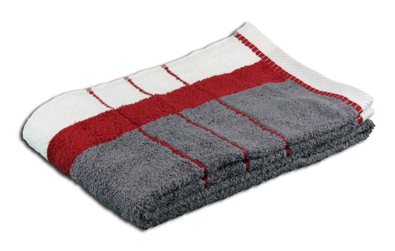 G?zze - Beach Towel, 100% Baumwolle, Berlin, Striped, 70 x 140 cm - Bordeaux/Anthracite