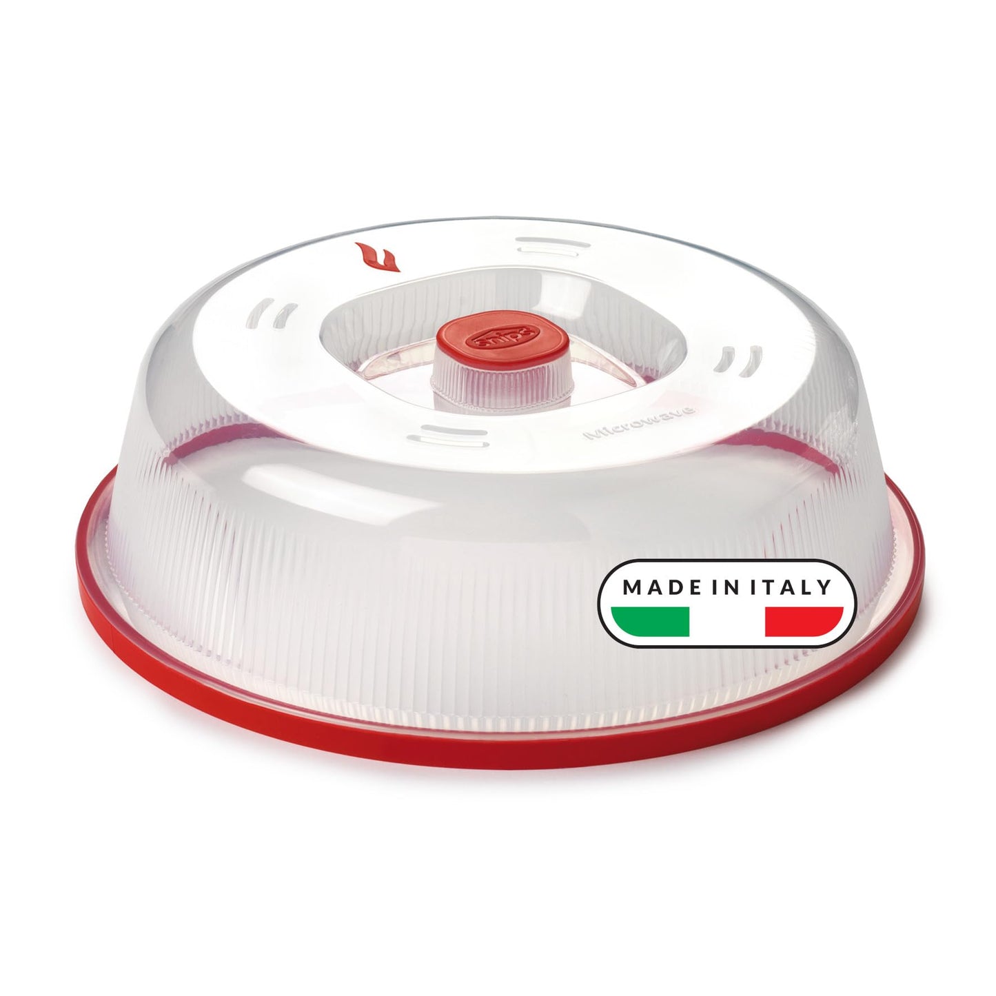 Snips Microwave Plate Bell, 26.2 x 26.2 x 7.6 cm, Colour Red and Transparent, Lid Cover for Food, Made in Italy, Plastic