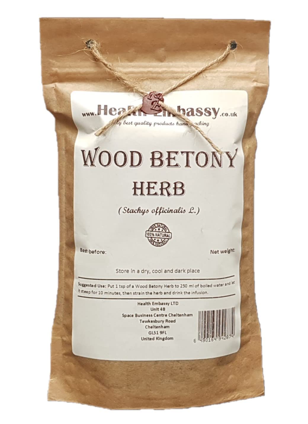 Health Embassy Wood Betony Herb | Stachys Officinalis L | 100g