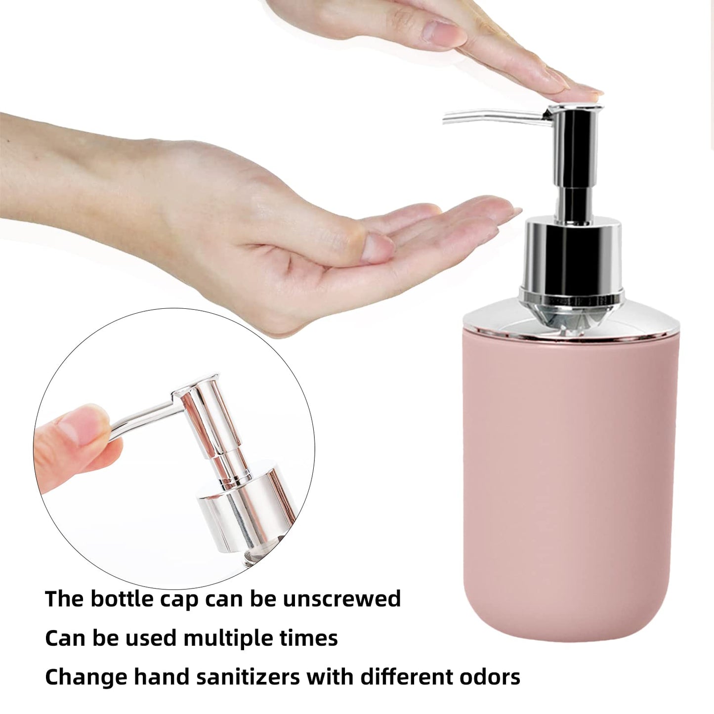 Hosoncovy 4 Pieces Bathroom Accessory Set with Soap Dispenser, Bathroom Cup, Soap Dish ,Toothbrush and Toothpaste Holder (Pink)