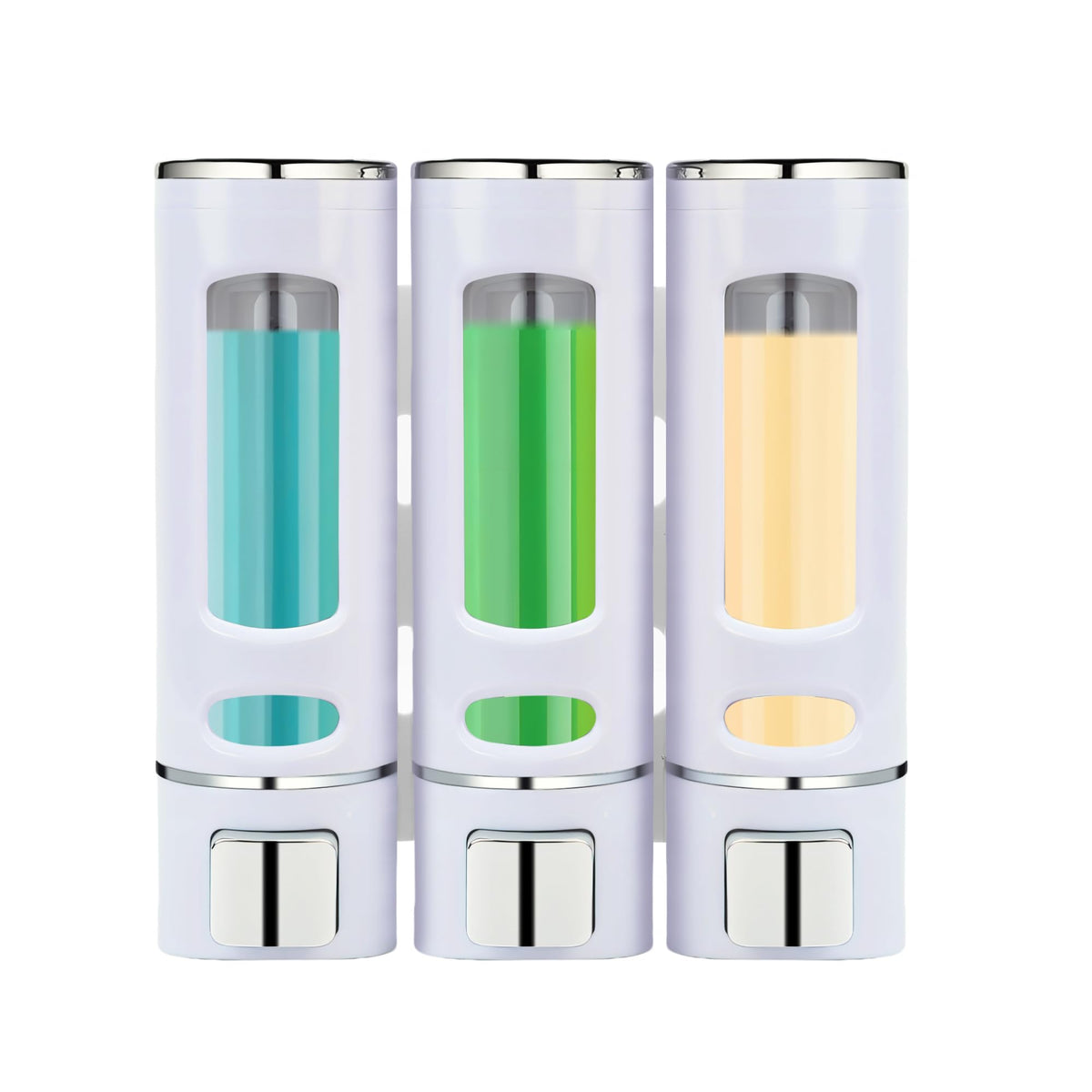 MEKOTRIN Soap Dispenser Bathroom Shampoo and Conditioner Dispenser Wall Mounted 400ML*3 Container for Shower Gel Washing Up Liquid ABS No Drill