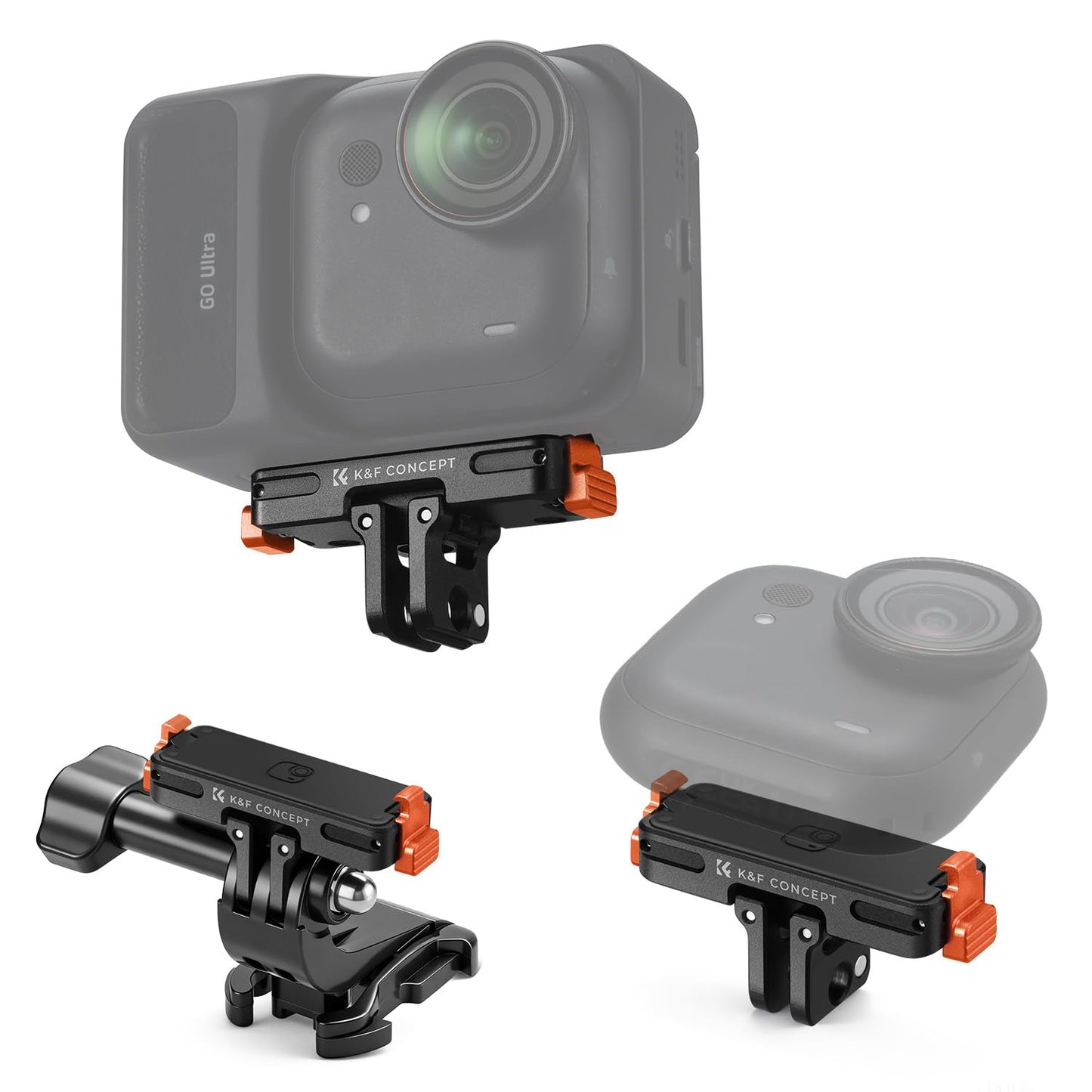 K&F CONCEPT Magnetic Quick Release for Insta360 Go Ultra, Foldable Adapter Mount Connection and 1/4" Screw 2 Spigot Design Mount Action Camera for