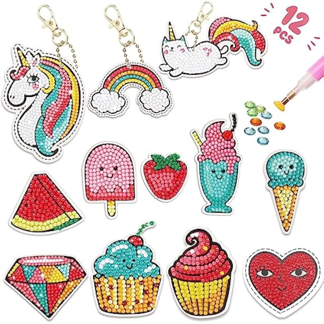 Gifts for 5 6 7 8 9 10 Year Old Girls: Birthday Presents - DIY Diamond Keychain Arts Craft Mosaic Kits Toys for Girl - Easter Gifts for Kids - Daughter, Big Sister, Niece, Granddaughter Teen Girls
