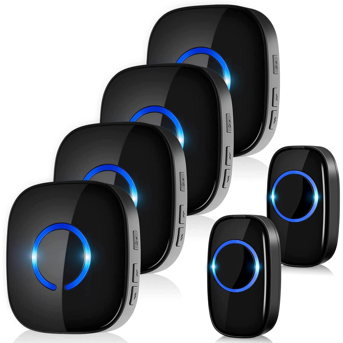 Wireless Doorbell 4 Receivers and 2 Waterproof Push Button, Plug in Door Bells Wireless Cordless 1300FT Range, 5 Volume & 58 Ringtones, Door Entry
