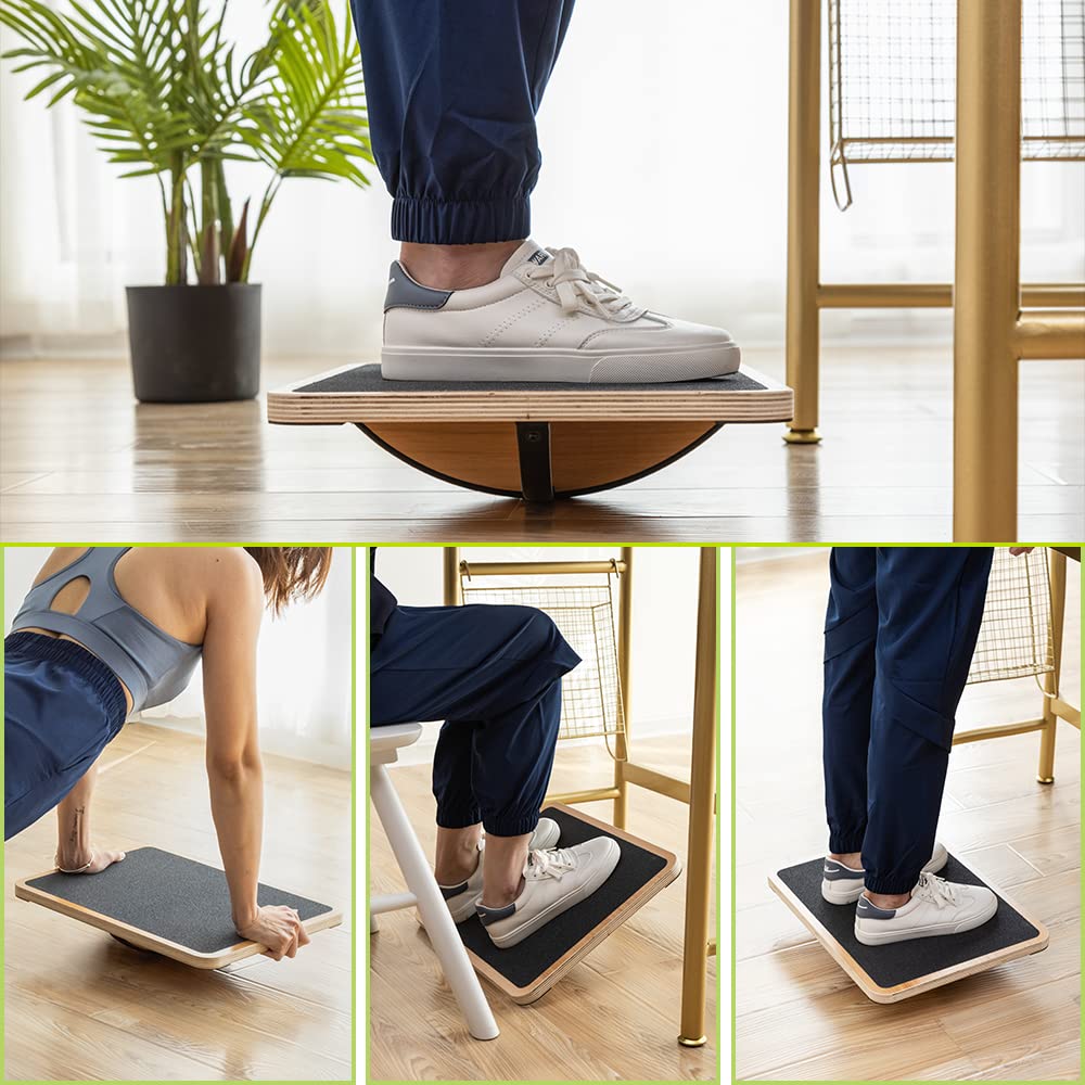 StrongTek Professional Wooden Balance Board with Crossed Hardwood Base, Advanced Rocker Board for Core Strength, Stability Training, Difficult