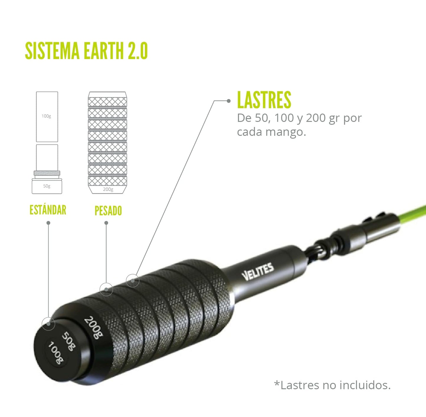 Velites Weighted Jump Rope for Crosstraining, Boxing and Fitness Earth 2.0 - Ideal for Maximizing Muscle Strength | Aluminium Rope (Black)