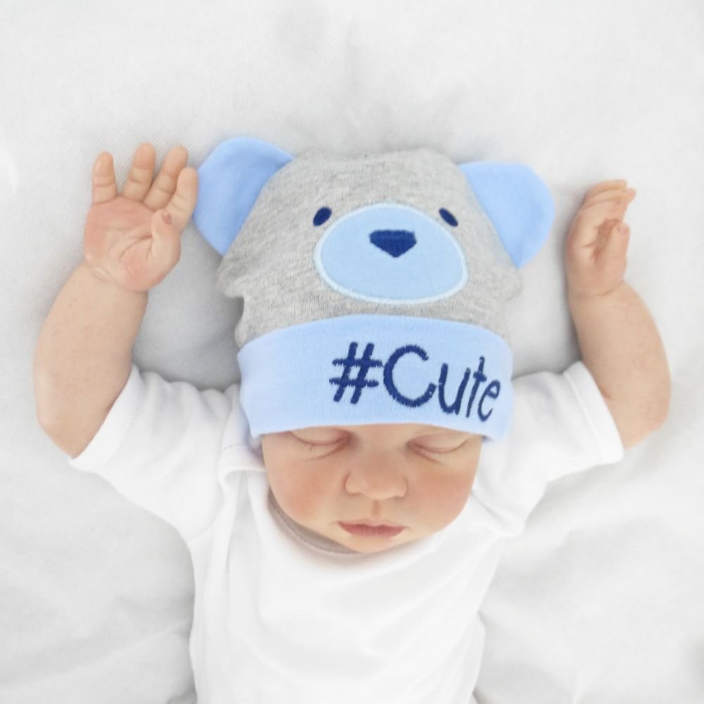 Boys Hat and Socks Set 0-6 Months Grey/Blue