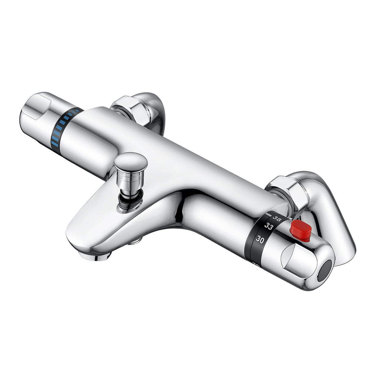 Thermostatic Bath Shower Mixer Tap, AIMOYO Deck Mounted Thermostatic Bath Tub Taps, Solid Brass Thermostatic Bathtub Shower Mixer Bar Valve,