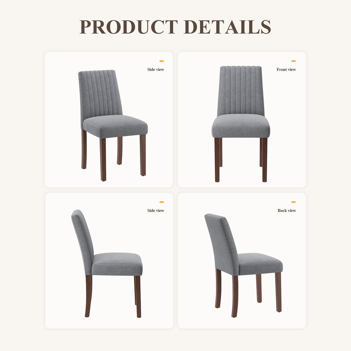 COLAMY Dining Chairs Set of 4 with Thick Seat Cushion, Fabric Chairs for Dining Room with Wood Legs and Ergonomic High Back
