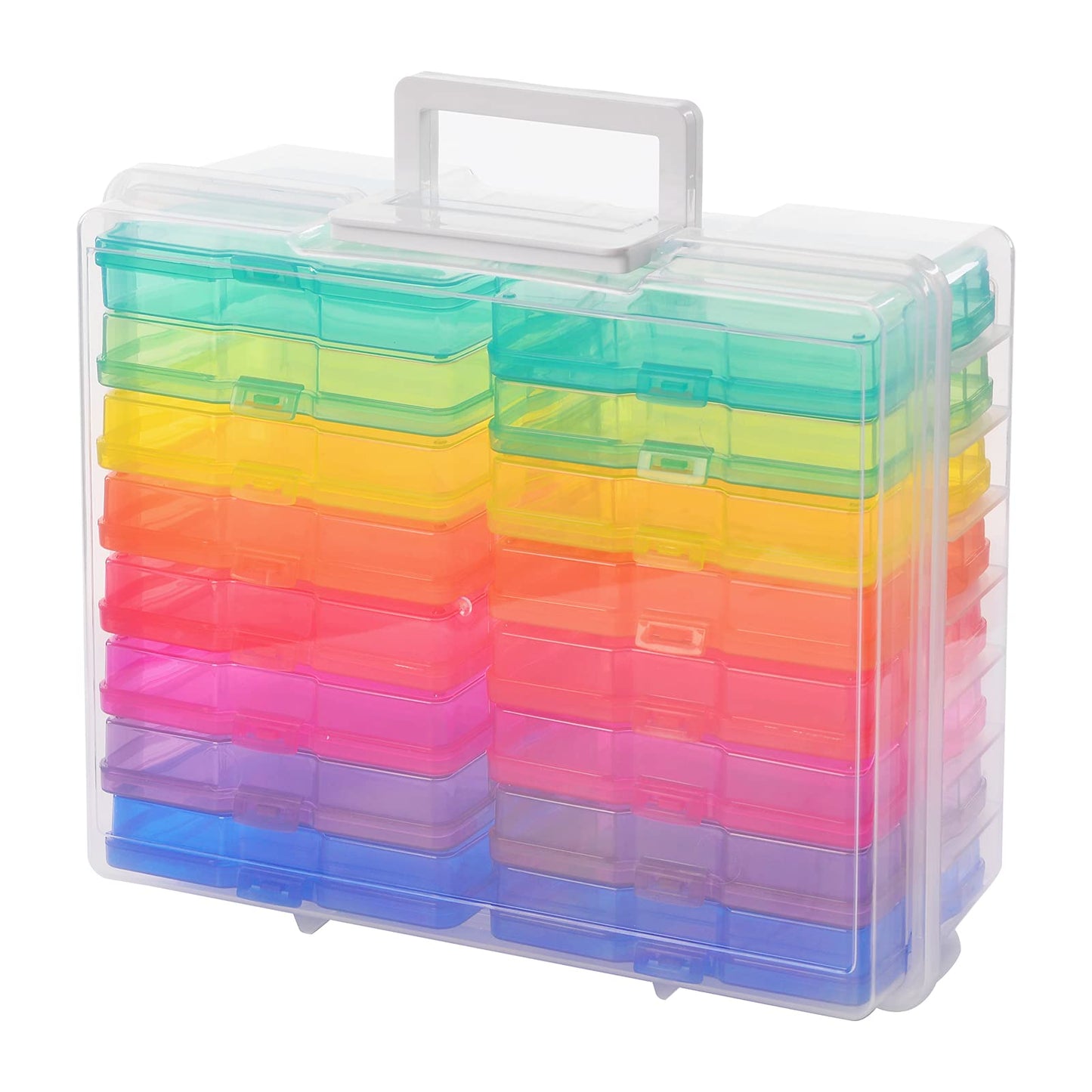 Zuvo - Photo Storage Box With 16 Coloured Cases And Removable Dividers For Multipurpose Organizing Photographs, Stamps, Stationery, Jewellery, Seed,