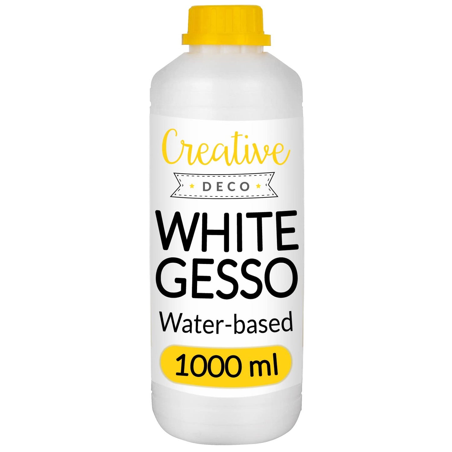 Creative Deco 1L White Gesso Acrylic Primer | Paint Undercoat Medium | Paint Base for Paper, Glass, Wood, Concrete | Professional Painting Surface