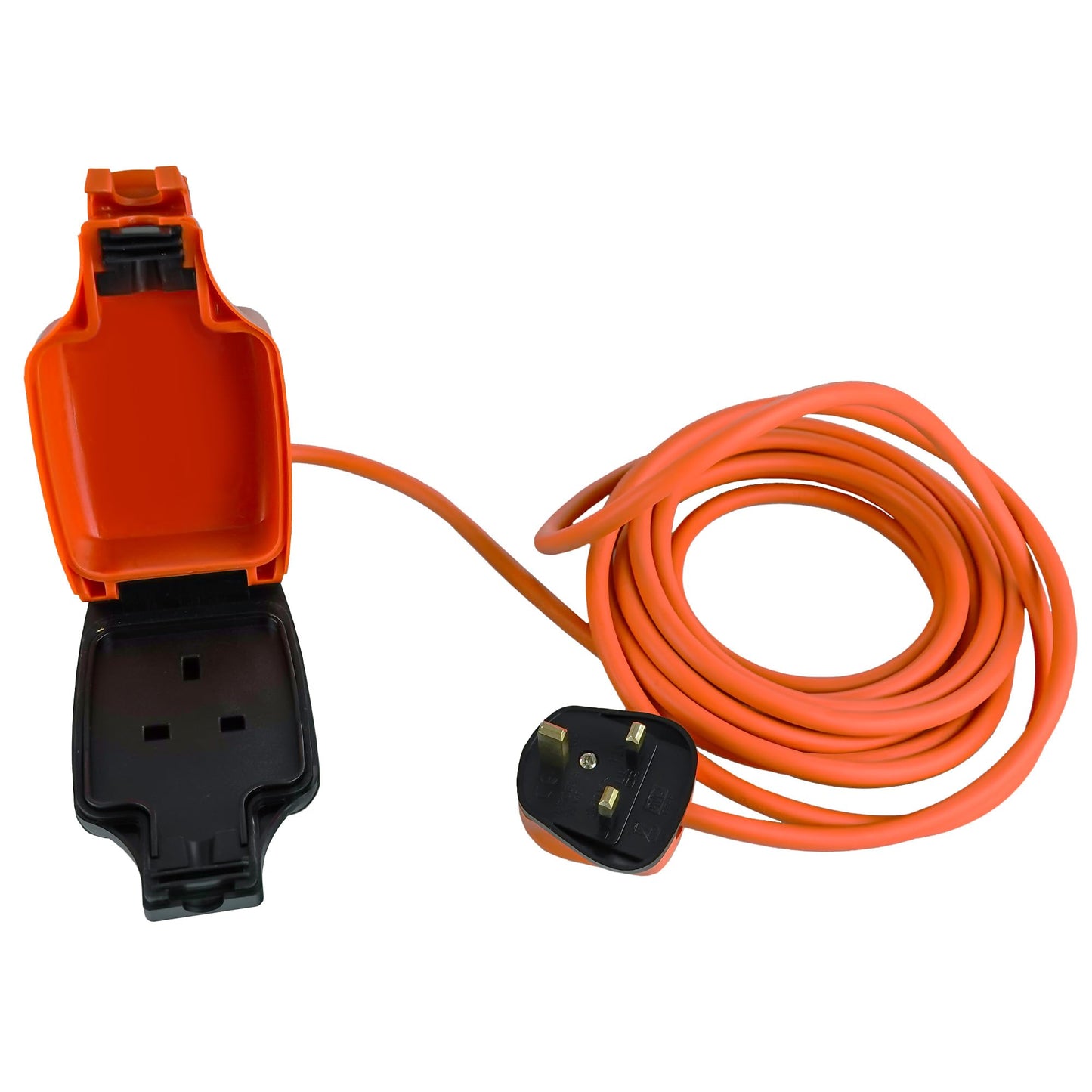 Netagon IP54 Single 1 Gang Plug Waterproof Outdoor Electrical Inline Socket Extension Lead | 5M,10M, 15M or 20M Long Cable (1, 5M Long Cable)