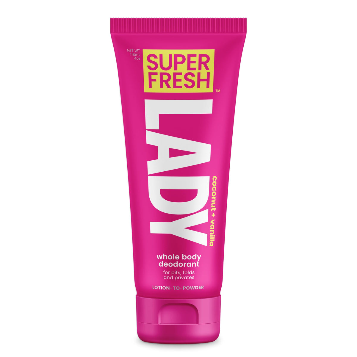 Lady Parts Feminine Hygiene Body POWDER Deodorant Lotion For Breasts, Private Parts, Crotch & Inner Thigh to Stop Odor & Friction - Aluminum Free