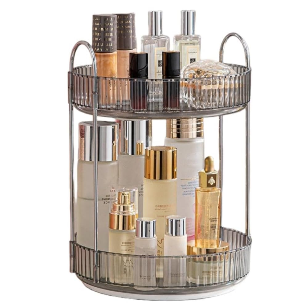 Makeup Organizer for Vanity, 360? Rotating Bathroom Organizer Countertop, High-Capacity Skincare Organizer, Spinning Cosmetics Organizer for Dresser