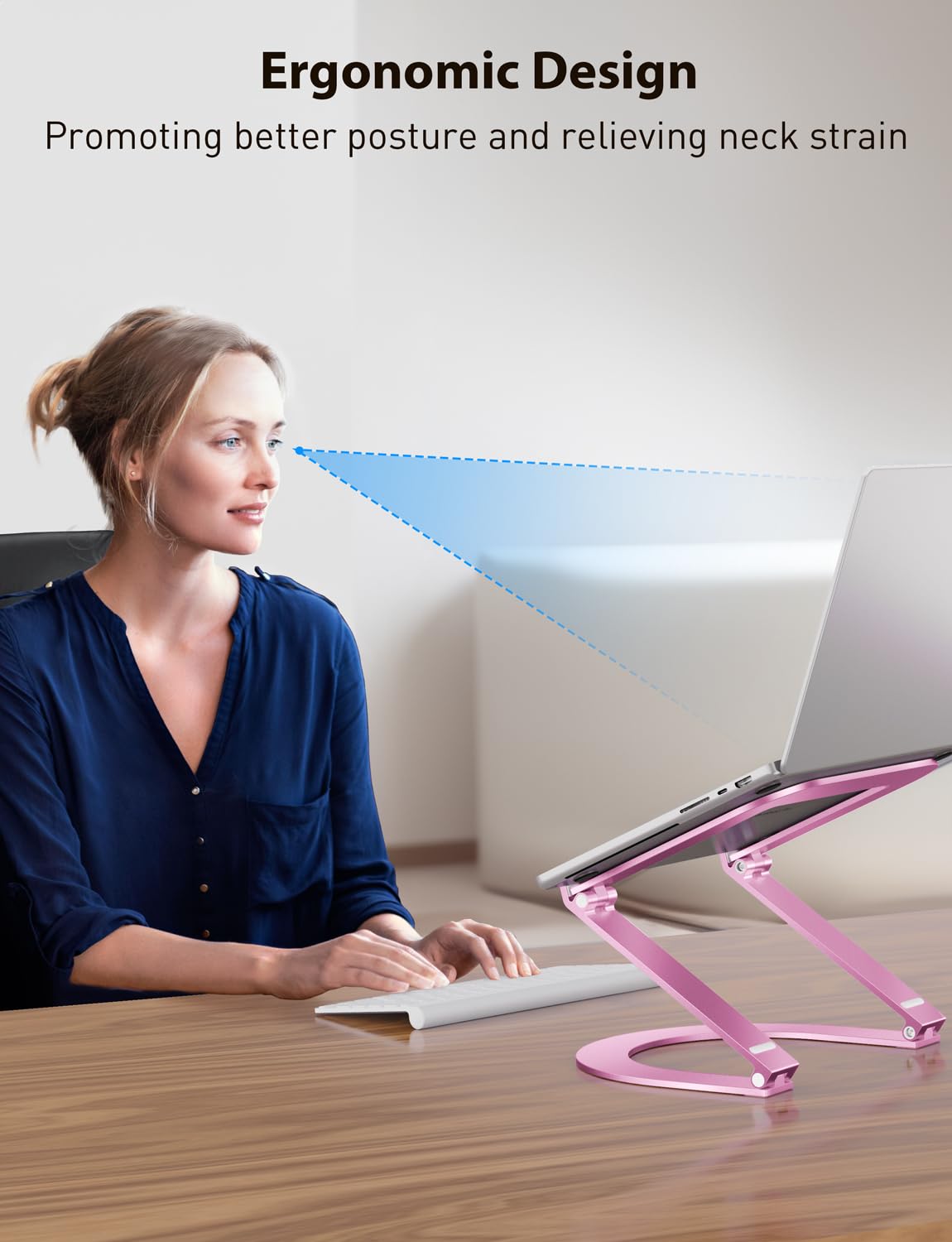 Laptop Stand, Maxonar Aluminum Ergonomic Laptop Riser Height Adjustable,Ventilated Foldable Laptop Holder for Desk Folds Flat for Portability