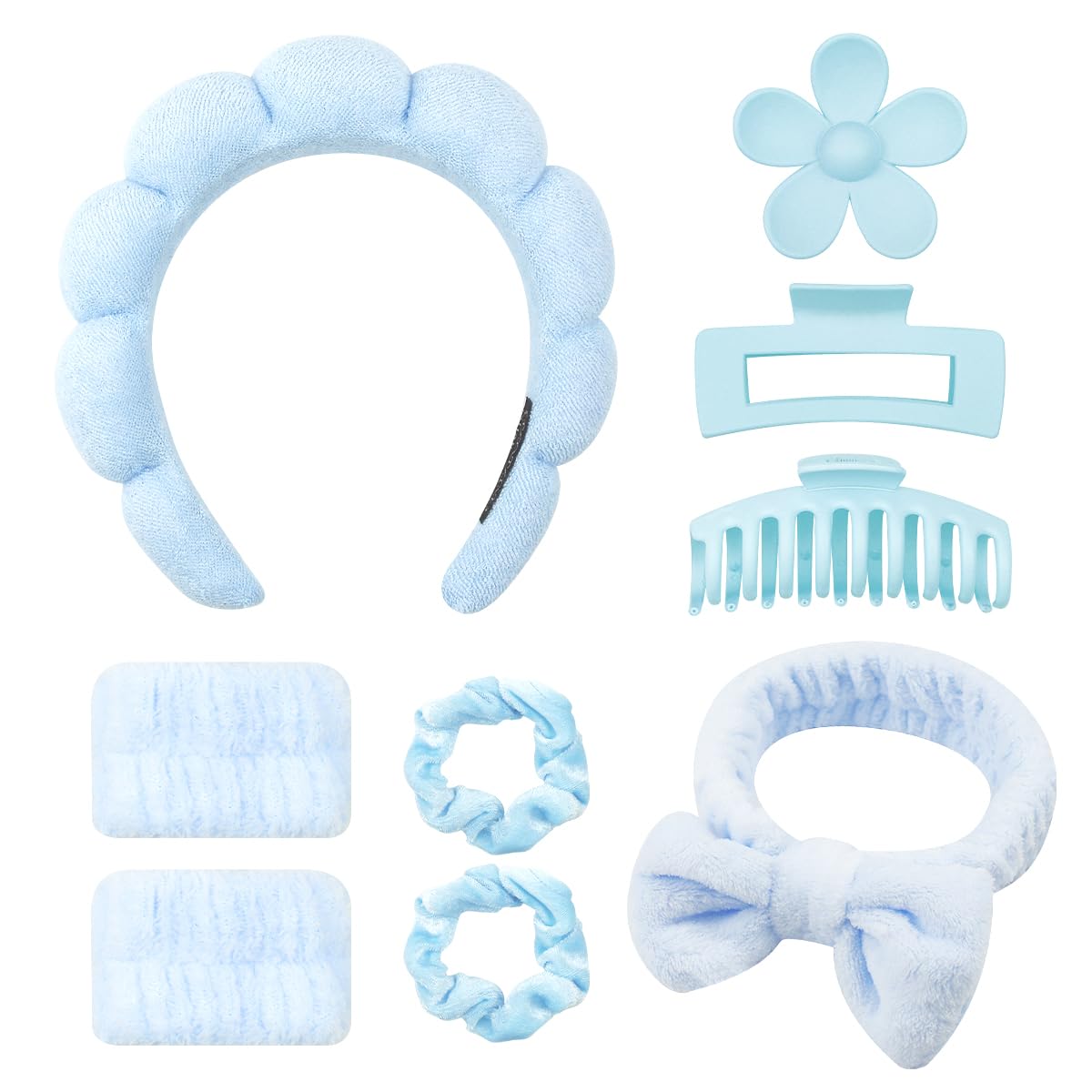 9 Pcs Spa Headband for Washing Face Wristband, Spa Bow Headband Set, Multi Functional Makeup Headband, Soft Non Slip Hair Band for Daily Life Skincare