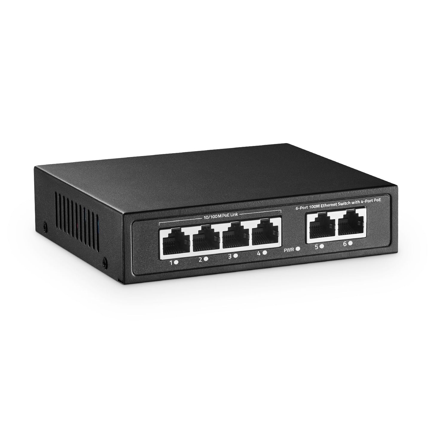 YuLinca 6 Port Mini PoE Switch with 4 Ports PoE+, 2 Fast Ethernet Uplink, 10/100Mbps, 65W 802.3af/at PoE, Fanless Metal Plug & Play PoE+ Network