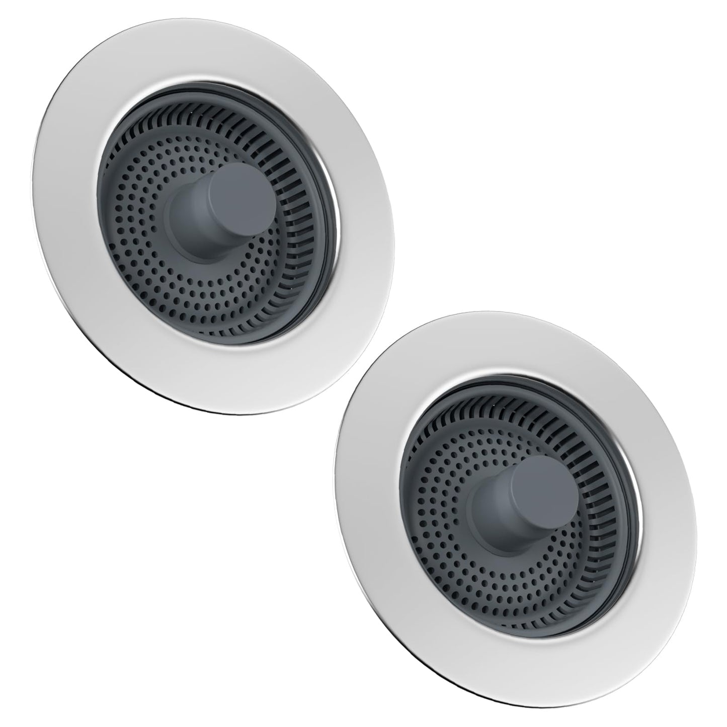 Hibbent 2pcs Upgraded 3 in 1 Kitchen Sink Plug, Kitchen Sink Strainer and Stopper,Stainless Steel, Kitchen sink strainer, Anti-Clogging, Universal