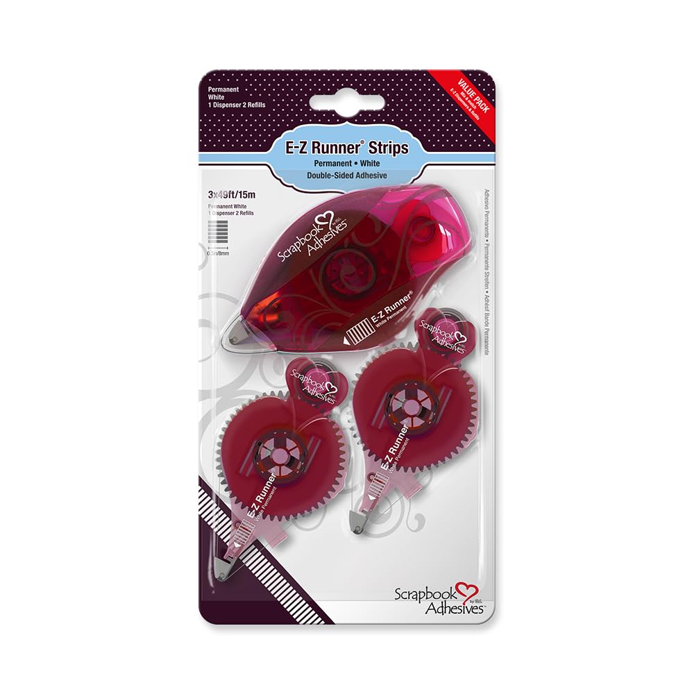 SCRAPBOOK ADHESIVES BY 3L E-Z Runner Permanent Strips Refillable Value Pack,White