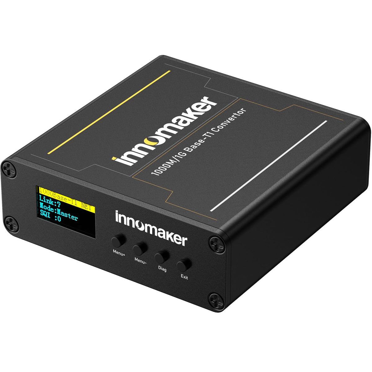 innomaker 1000BASE Ethernet Media Converter, 2-Wire Ethernet 1000BASE-T1 to 1000BASE-TX, Automotive IEEE 1000BASE-T1 Compliant with OLED Screen