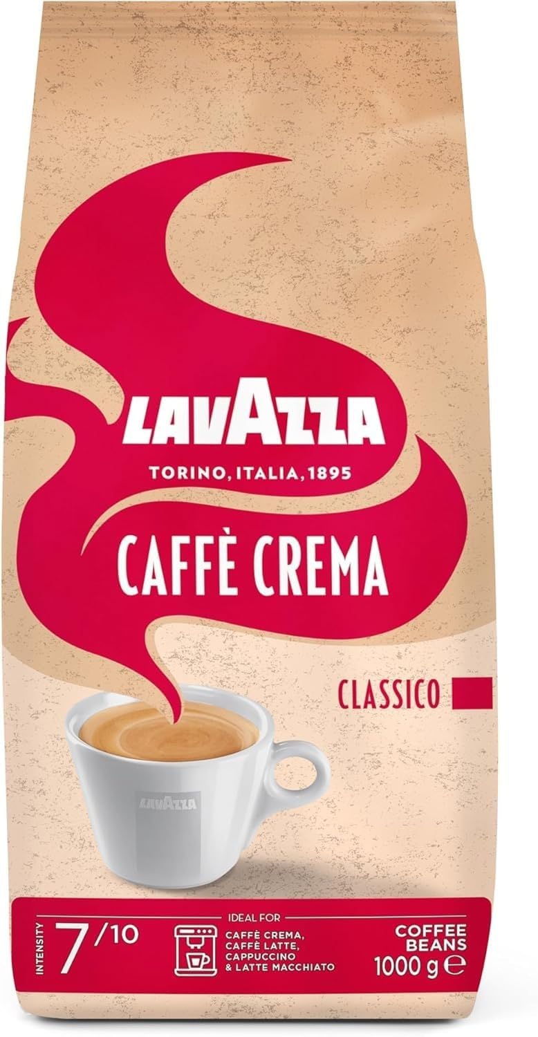 Lavazza Caff? Crema Classico, Coffee Beans, Arabica and Robusta, Cocoa and Wood Notes, Intensity 7/10, Medium Roasting, 1 Kg