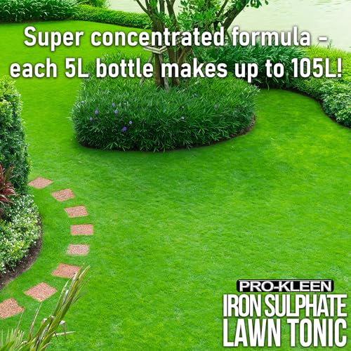 Pro-Kleen Lawn Tonic Liquid Iron Sulphate Quality Ferrous Conditioner, Fertiliser, Grass Greener, Turf Hardener | Long-Lasting for a Healthier Looking Garden | Helps Prevent Lawn Disease (5 Litres)