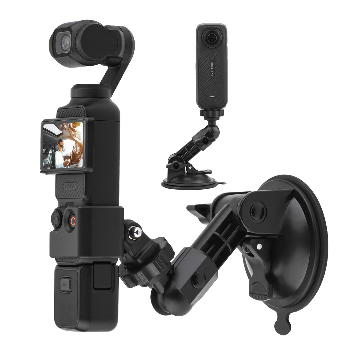 BRDRC Pocket 3 Suction Cup Mount, Windshield Window Dash Holder Kit with Expansion Adapter for GoPro Max Mini Hero 12 11 10 9 8 7 6 5 Pocket 3 2