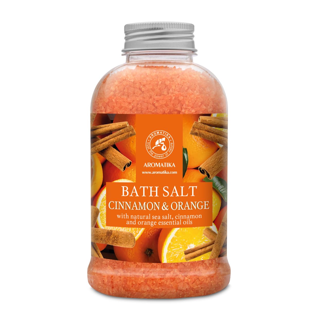 Cinnamon-Orange Bath Salt 600g - Orange & Cinnamon Essential Oil - Natural Aromatherapy - Relaxing Body Care - Beauty Bath Soak
