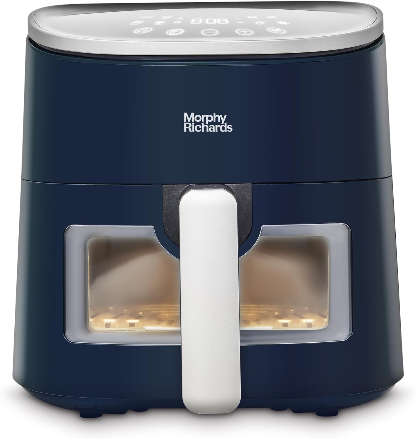 Morphy Richards 4L Digital Air fryer with Viewing Window, Family Size, Energy Saving, Touch Screen, 8 Presets, Non Stick Basket, 1300W, Midnight Blue,